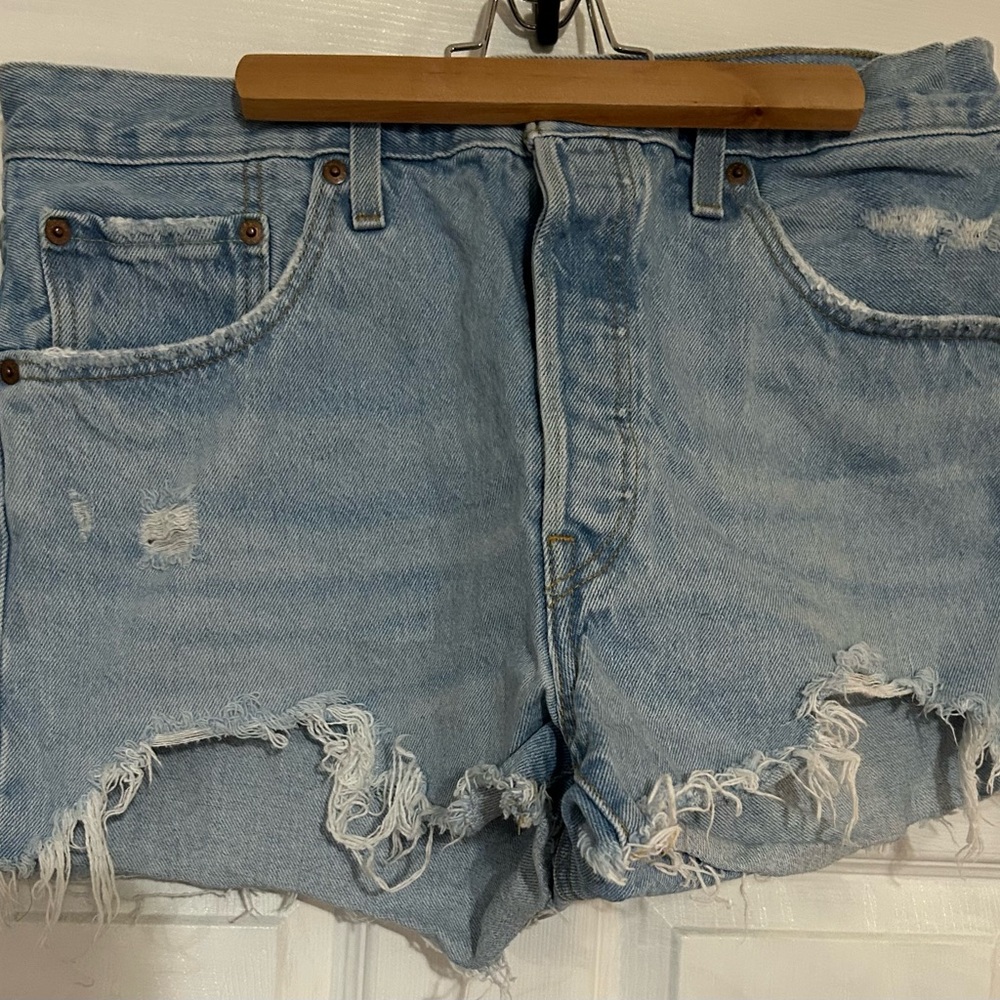 Levi's 501 Light Wash Distressed Denim Cutoff Shorts